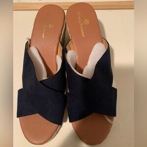 Tommy Bahama Stacey Navy Wedge Sandals size 9.5 M